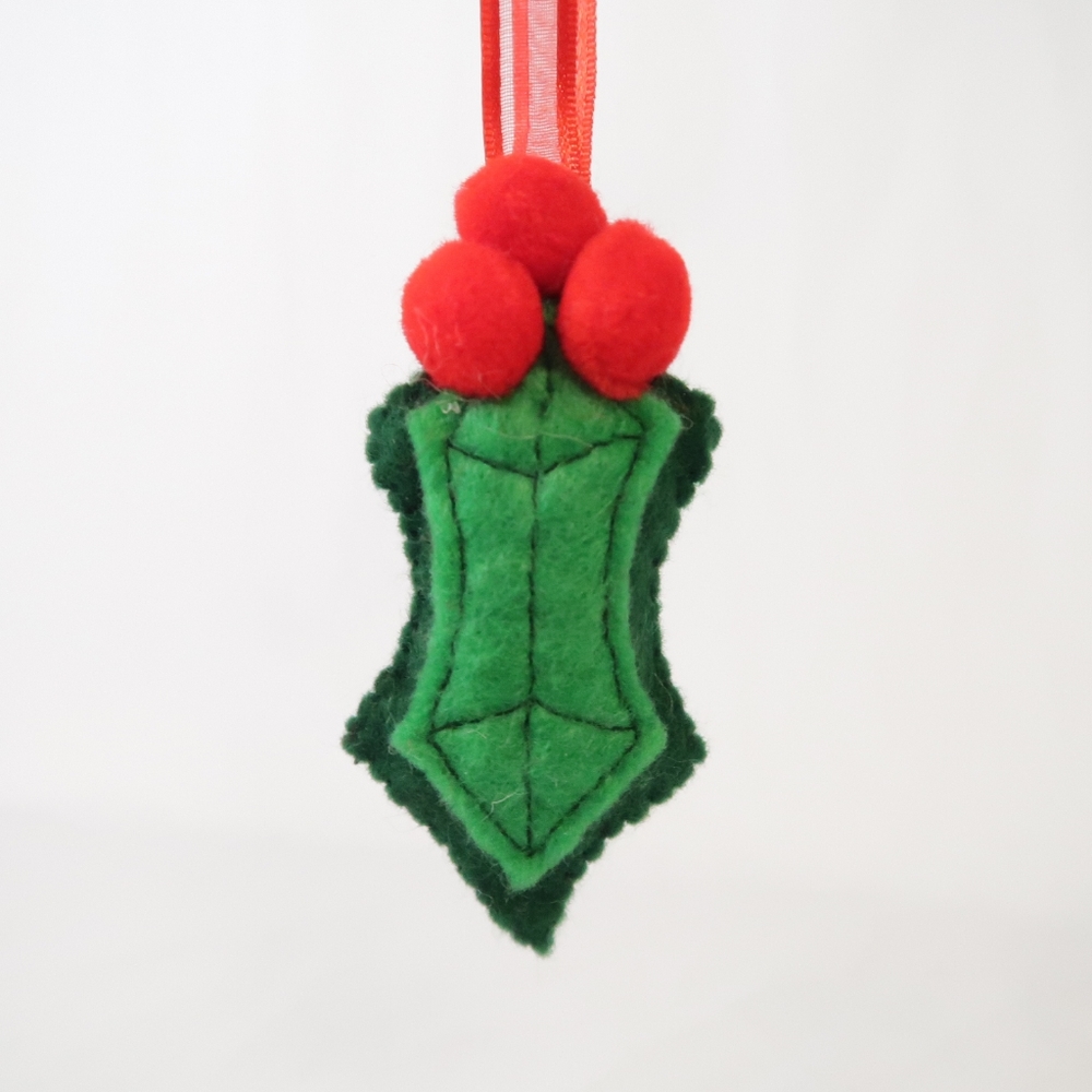 Felt holly Christmas ornament holiday decor